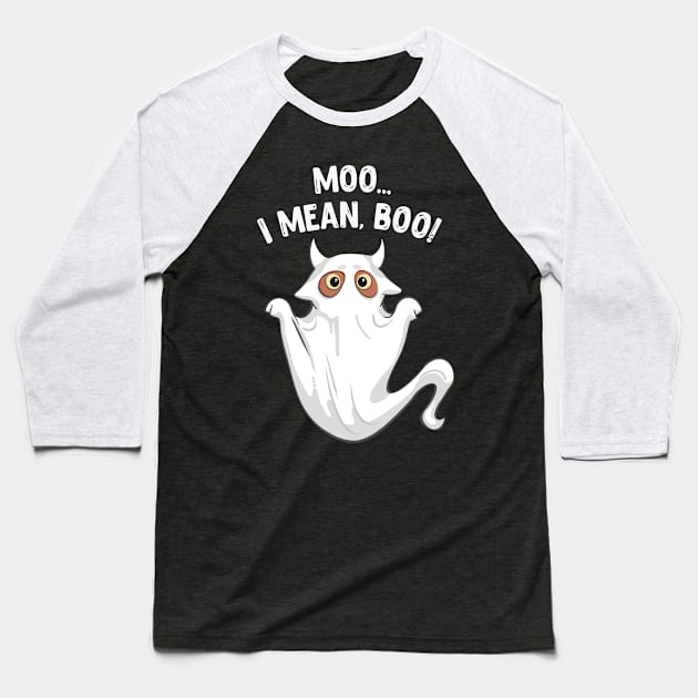 Moo I Mean Boo Baseball T-Shirt by Neon Deisy